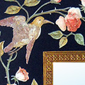 Arte Decorativa di Fiordelisi Simone: Objects, Mirror Frame in Black Marble with Birds, Grapes and Roses, 31,5"x47".